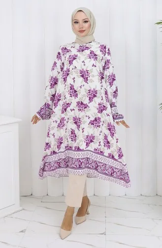 Gemusterte Tunika Aus Viskosestoff 1013-01 Lila 1013-01