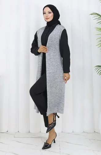 Eenvoudig Lang Gedrapeerd Seizoensgebonden Lycra Vest Damesvest Plus Size Vest 8762-01 Grijs 8762-01