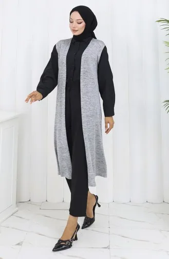 Eenvoudig Lang Gedrapeerd Seizoensgebonden Lycra Vest Damesvest Plus Size Vest 8762-01 Grijs 8762-01