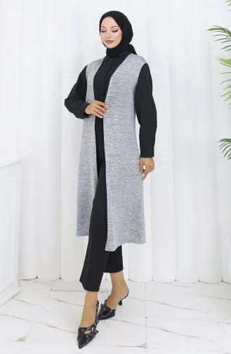 Eenvoudig Lang Gedrapeerd Seizoensgebonden Lycra Vest Damesvest Plus Size Vest 8762-01 Grijs 8762-01