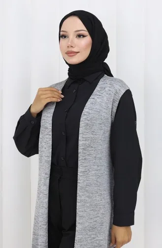 Eenvoudig Lang Gedrapeerd Seizoensgebonden Lycra Vest Damesvest Plus Size Vest 8762-01 Grijs 8762-01