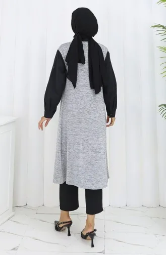 Eenvoudig Lang Gedrapeerd Seizoensgebonden Lycra Vest Damesvest Plus Size Vest 8762-01 Grijs 8762-01