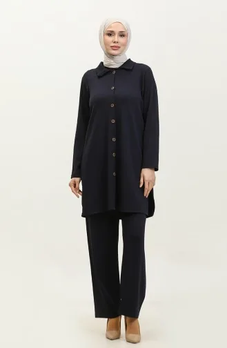 بدلة تونيك وبنطلون من قطعتين من آسيا 2611-02 أزرق داكن 2611-02