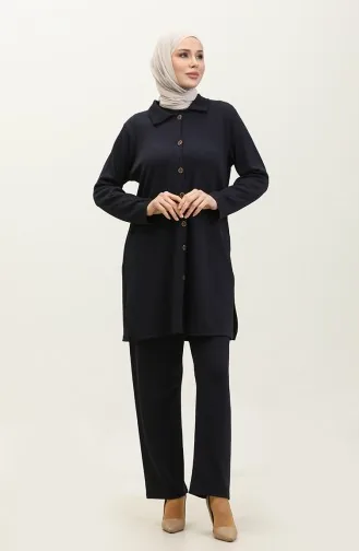 بدلة تونيك وبنطلون من قطعتين من آسيا 2611-02 أزرق داكن 2611-02