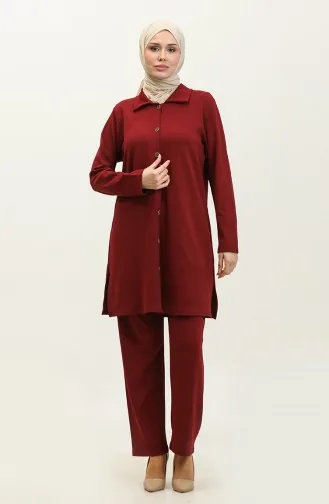 Ensemble Deux Pièces Tunique Et Pantalon Asya 2611-07 Bordeaux 2611-07