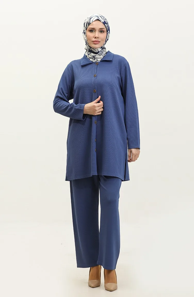 Asian Tunic Trousers Two Piece Suit 2611-08 Indigo 2611-08