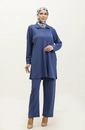 Asian Tunic Trousers Two Piece Suit 2611-08 Indigo 2611-08