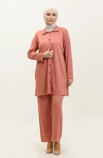 Ensemble Deux Pièces Tunique Et Pantalon Asiatique 2611-10 Rose 2611-10