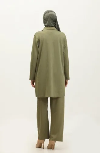 Asya Tunic Trousers Two Piece Suit 2611-12 Almond Green 2611-12