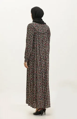 Plus Size Viscose Jurk Met Patroon 4473-01 Zwart Kaki 4473-01