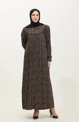 Gemustertes Viskosekleid In Übergröße 4473A-01 Schwarz Rot 4473A-01
