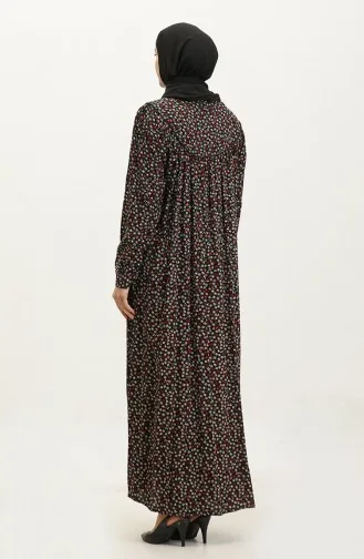 Gemustertes Viskosekleid In Übergröße 4473A-01 Schwarz Rot 4473A-01
