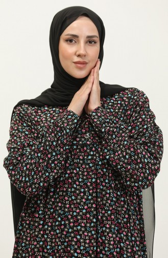 Plus-size Viscose Jurk Met Patroon 4473A-02 Zwart Turquoise 4473A-02