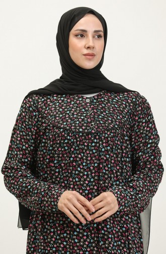 Plus-size Viscose Jurk Met Patroon 4473A-02 Zwart Turquoise 4473A-02