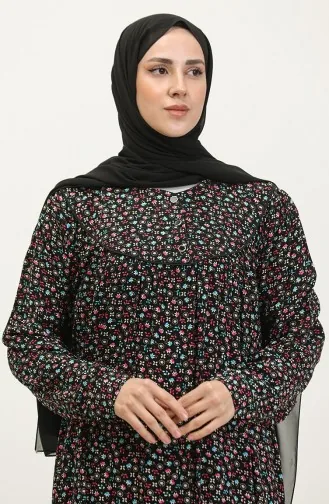 Plus-size Viscose Jurk Met Patroon 4473A-02 Zwart Turquoise 4473A-02