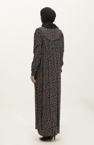 Plus-size Viscose Jurk Met Patroon 4473A-02 Zwart Turquoise 4473A-02