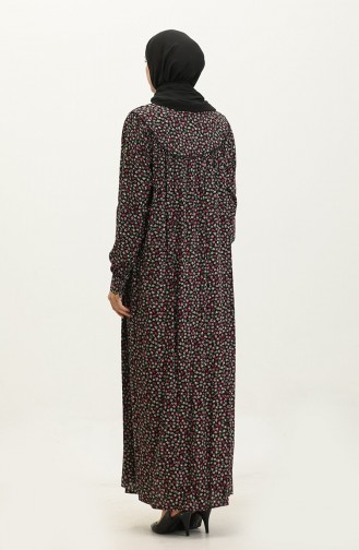 Plus Size Gestreepte Viscose Jurk 4473A-04 Zwart Kaki Groen 4473A-04