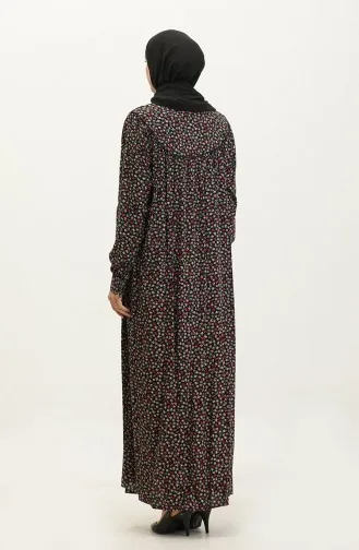 Gemustertes Viskosekleid In Übergröße 4473A-04 Schwarz Khaki Grün 4473A-04