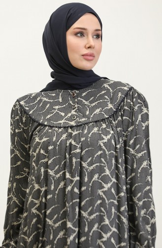 Plus-size Viscose Jurk Met Patroon 4473D-02 Marineblauw 4473D-02