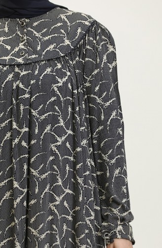 Plus-size Viscose Jurk Met Patroon 4473D-02 Marineblauw 4473D-02