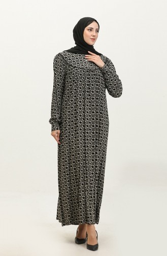 Plus-size Viscose Jurk Met Patroon 4473E-01 Zwart 4473E-01