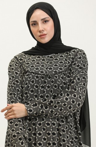 Plus-size Viscose Jurk Met Patroon 4473E-01 Zwart 4473E-01