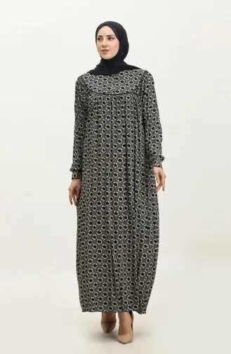 Gemustertes Viskosekleid In Übergröße 4473E-02 Marineblau 4473E-02