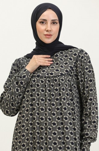 Plus-size Viscose Jurk Met Patroon 4473E-02 Marineblauw 4473E-02