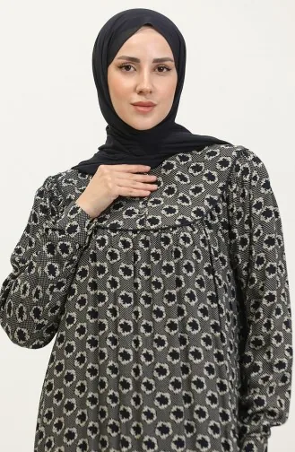 Gemustertes Viskosekleid In Übergröße 4473E-02 Marineblau 4473E-02