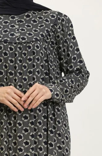 Gemustertes Viskosekleid In Übergröße 4473E-02 Marineblau 4473E-02