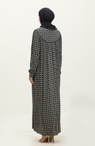 Plus-size Viscose Jurk Met Patroon 4473E-02 Marineblauw 4473E-02