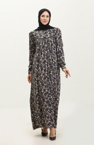 Plus-size Viscose Jurk Met Patroon 4473F-02 Marineblauw 4473F-02