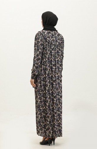 Plus-size Viscose Jurk Met Patroon 4473F-02 Marineblauw 4473F-02