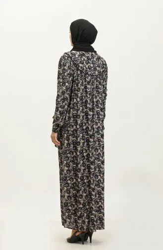 Gemustertes Viskosekleid In Übergröße 4473F-02 Marineblau 4473F-02