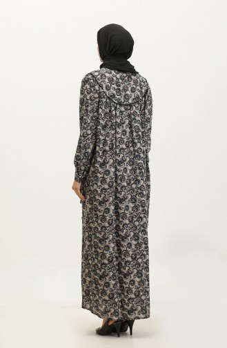 فستان فيسكوز منقوش بمقاسات كبيرة 4473F-03 وردي باهت 4473F-03