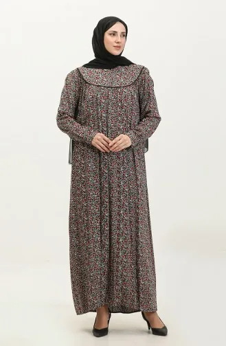 Plus Size Viscose Jurk Met Patroon 4473G-01 Zwart Petrol 4473G-01