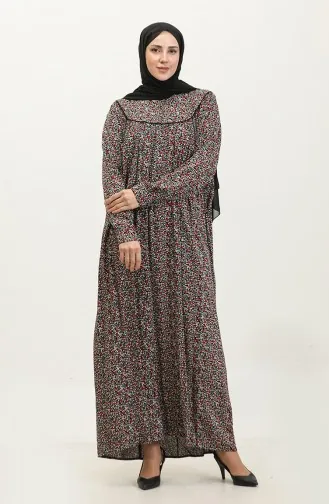 Plus Size Viscose Jurk Met Patroon 4473G-01 Zwart Petrol 4473G-01