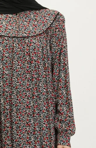 Plus Size Viscose Jurk Met Patroon 4473G-01 Zwart Petrol 4473G-01