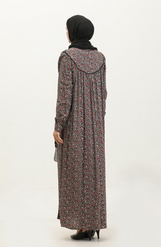 Robe En Viscose à Motifs Grande Taille 4473G-01 Noir Pétrole 4473G-01