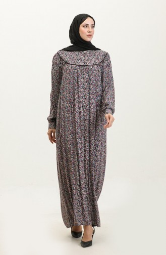 فستان فيسكوز منقوش بمقاس كبير 4473G-02 أسود أرجواني 4473G-02
