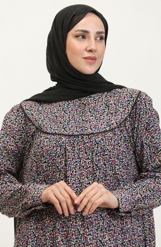 فستان فيسكوز منقوش بمقاس كبير 4473G-02 أسود أرجواني 4473G-02