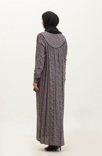 فستان فيسكوز منقوش بمقاس كبير 4473G-02 أسود أرجواني 4473G-02
