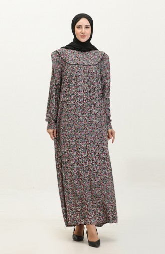 Plus Size Viscose Jurk Met Patroon 4473G-03 Zwart Kaki 4473G-03