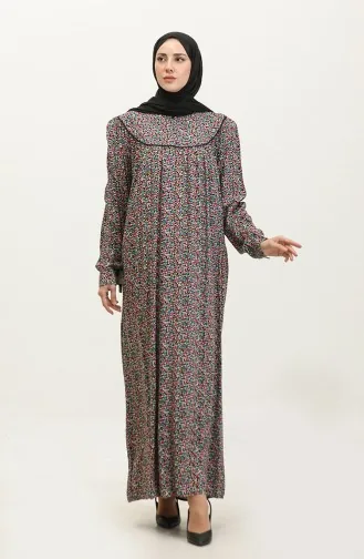 Gemustertes Viskosekleid In Übergröße 4473G-03 Schwarz Khaki 4473G-03