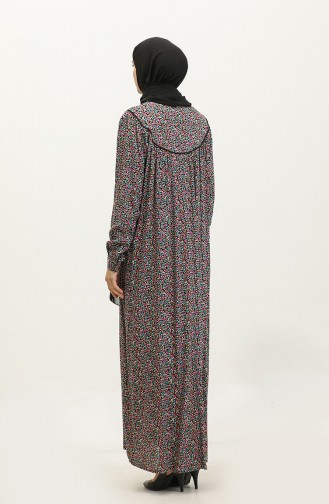 Plus Size Viscose Jurk Met Patroon 4473G-03 Zwart Kaki 4473G-03