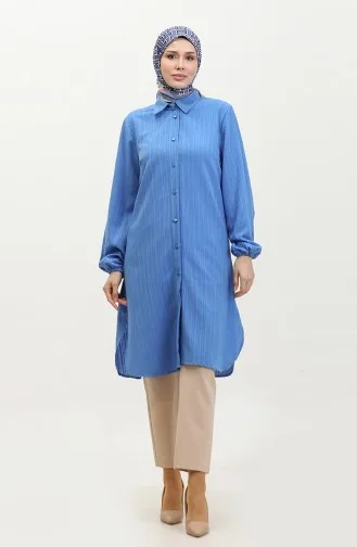 Jale Büyük Beden Bayan Tunik 2035-04 Mavi