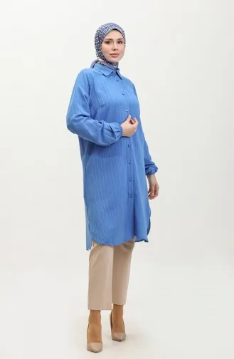 Jale Büyük Beden Bayan Tunik 2035-04 Mavi