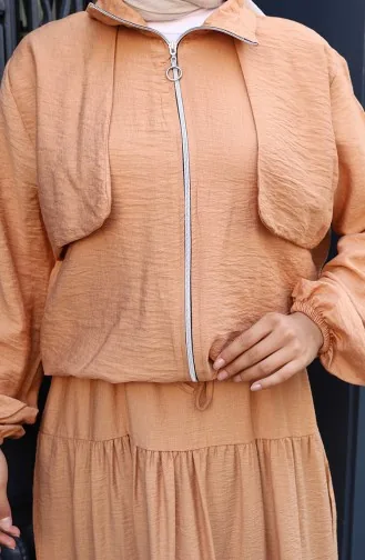 Elastische Mouwen Rits Tweedelig Pak 0129-16 Light Milk Coffee 0129-16