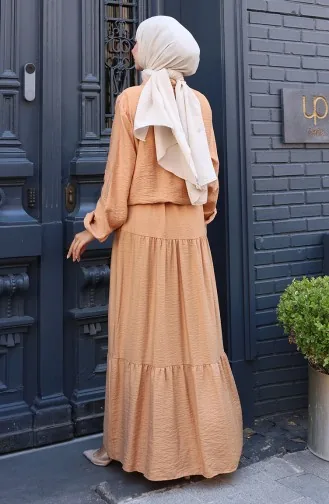 Elastische Mouwen Rits Tweedelig Pak 0129-16 Light Milk Coffee 0129-16