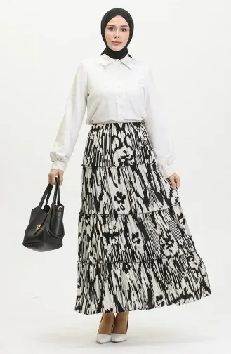 Almila Gypsy Viscose Rok 3161-01 Zwart Ecru 3161-01